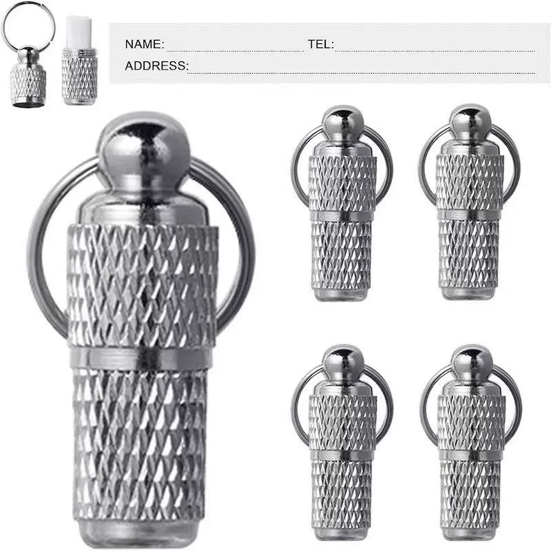 Dog Cat Mini Metal Storage Tube Anti Lost Pet ID Tags Name Address Label Collar Pendant For Puppy Cat Pet Collar Accessories