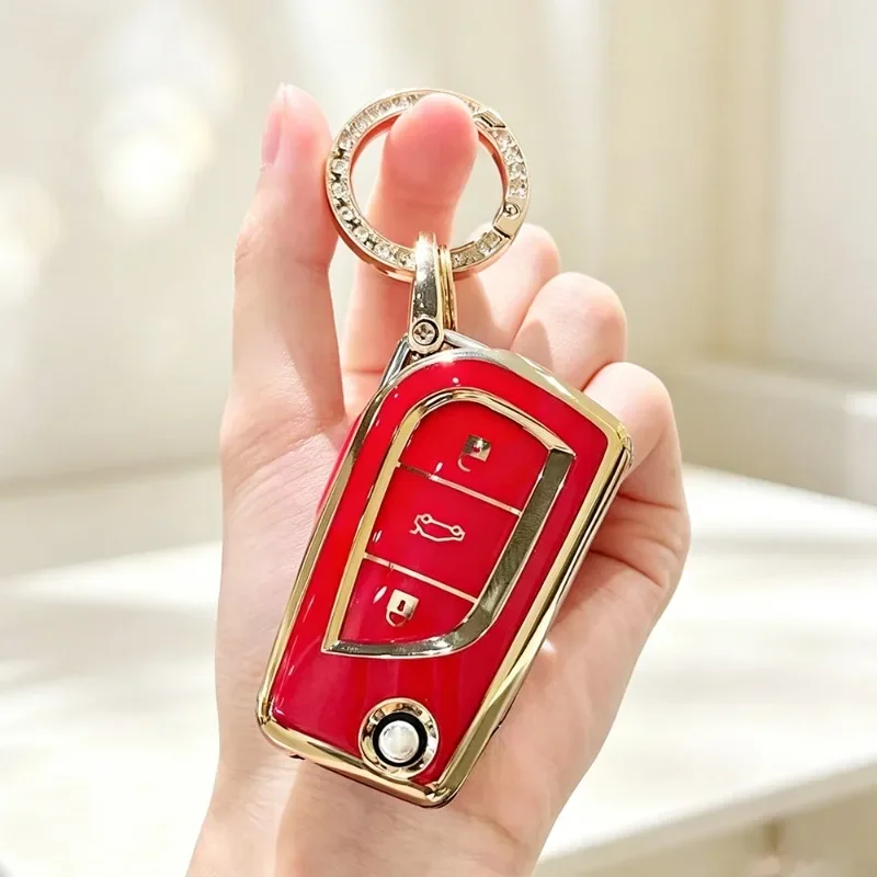 3Button TPU Remote Car Key Shell for Toyota Levin Prado Camry 2017 Reiz Highlander Corolla RAV4 Kluger Cruiser Protector Keyring