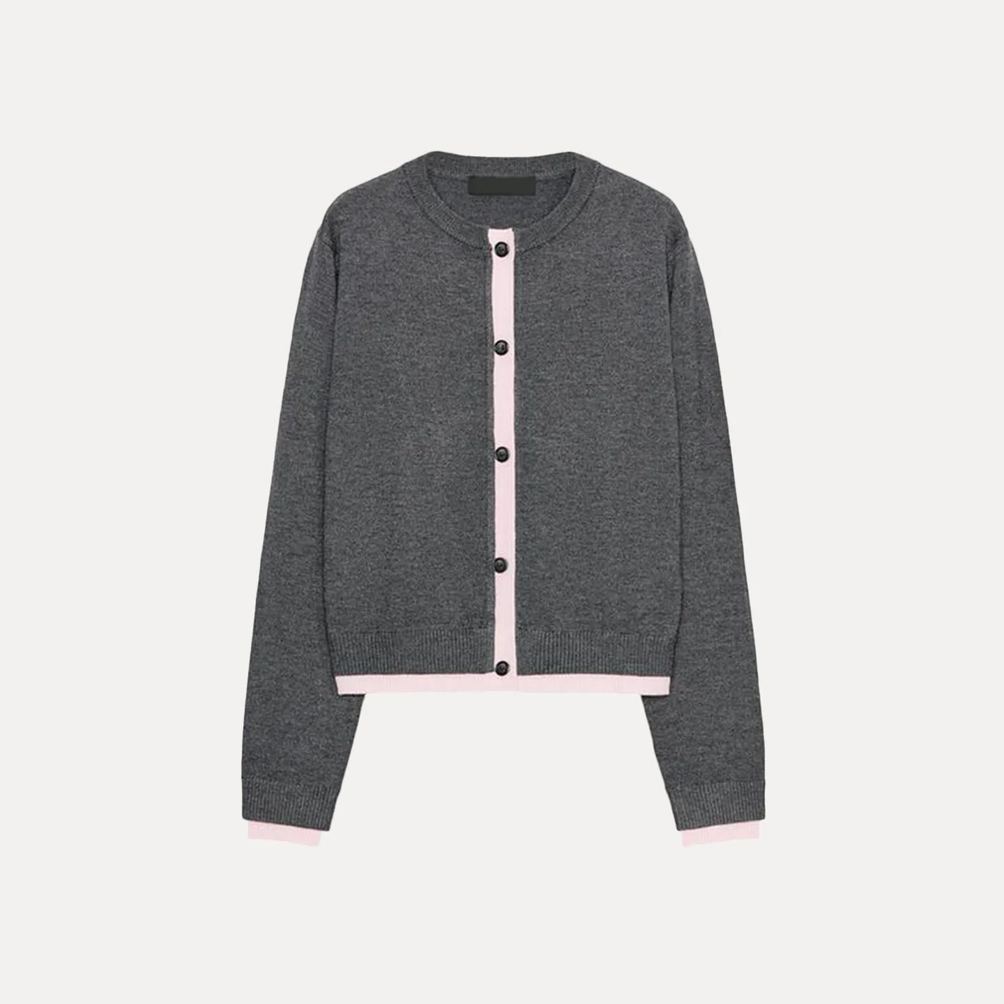 Damski dzianinowy kardigan z okrągłym dekoltem, zapinany na guziki, z łączonych materiałów, o swobodnym kroju, o długości do kolan, odzież wierzchnia.