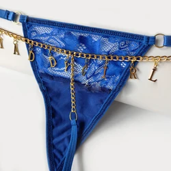 Sexy Women Custom Thong with Letter Name Personality G-String Panties Underwear Waist Body Chain Lace Thongs Jewelry Gift