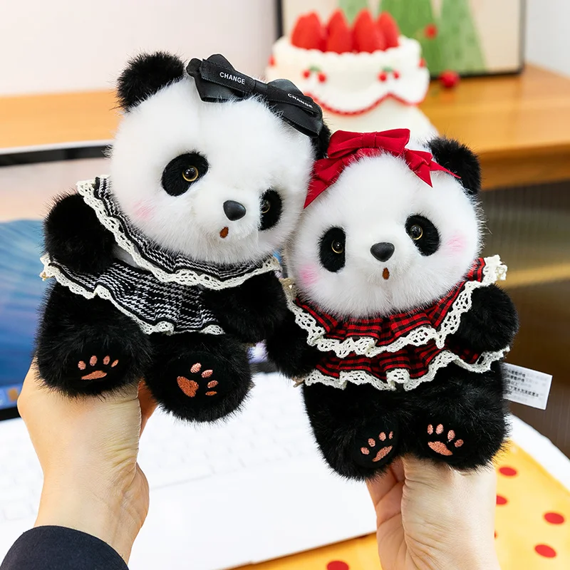 15 cm süße Riesenpanda-Kleid-Up-Plüschtiere, weiche Stofftier-Hoodies, Bär, kann Kleidung ändern, Baby-Beschwichtigungspuppe für Kinder, Geschenke