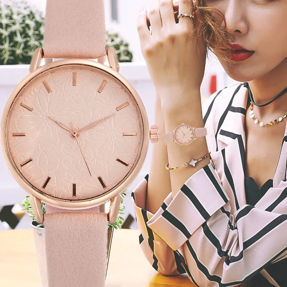 2022 Casual Floral Quartz Watches for Women Stylish White Bracelet Ladies Watch Dress Creative Clock Wristwatches Reloje Mujer