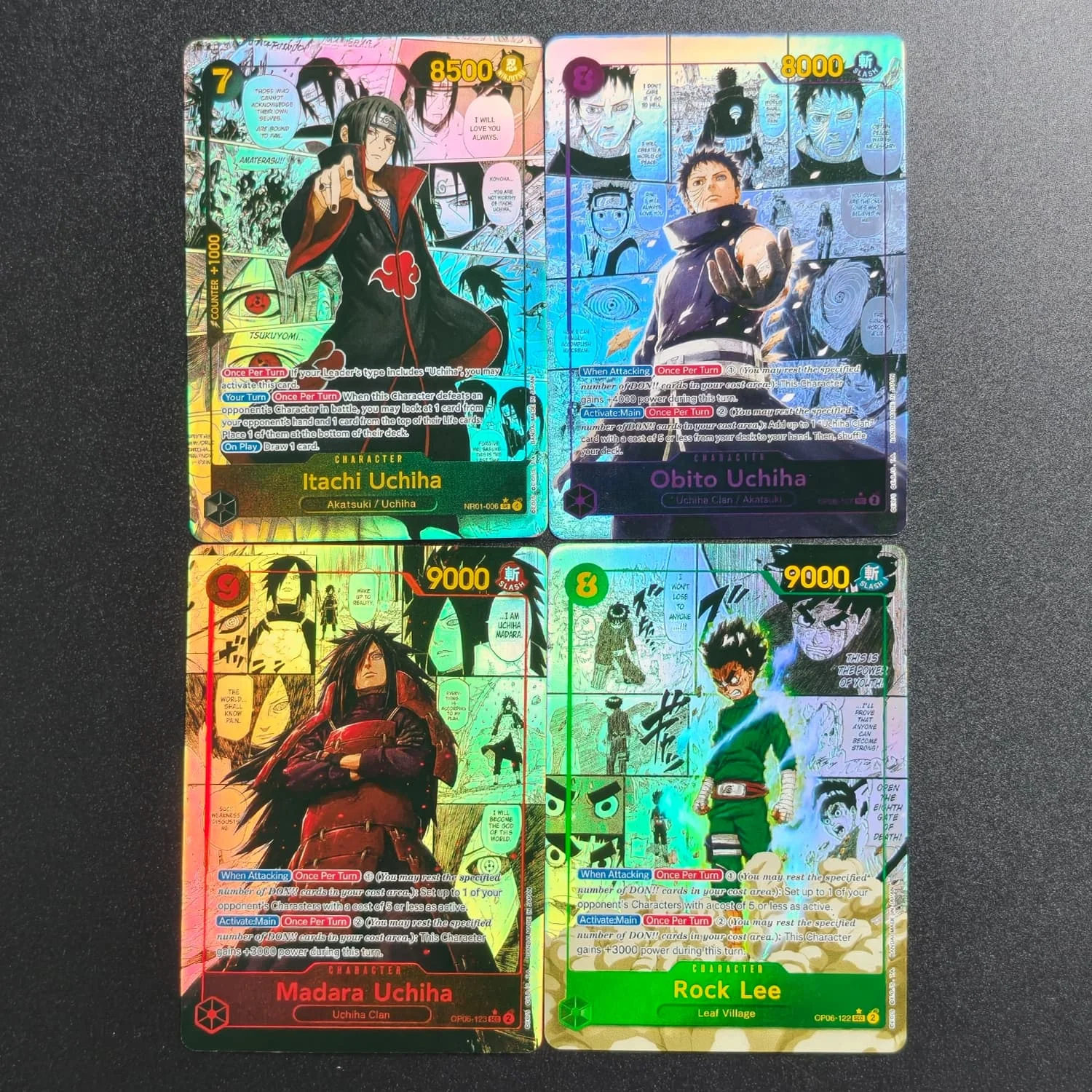 Carte de collection DIY Madara Uchiha Itachi Obito Rock Lee Fan-Art Full-Art, série Manga, jeu de cartes de collection de haute qualité en anglais