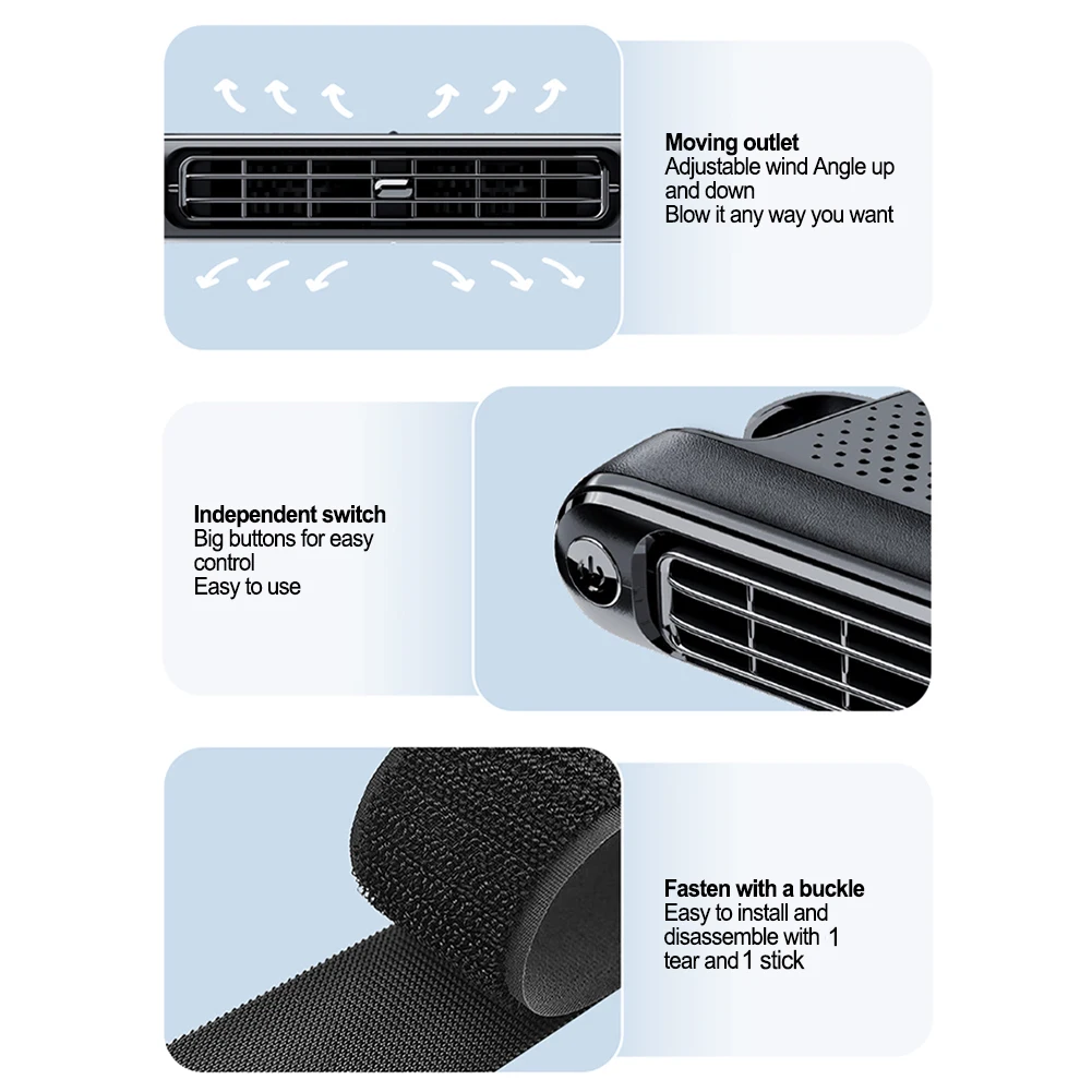 Autostoel Koelventilator Elektrische Auto Achterbank Ventilator Drie Instelbare Windsnelheden Koelgereedschap Voor Mini-Auto 'S Rvs Sedans