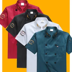 Catering Chef Work Clothes Men's Short-sleeved Summer Clothes Hotel Restaurant Canteen Baking Pastry Kitchen Chef Clothes