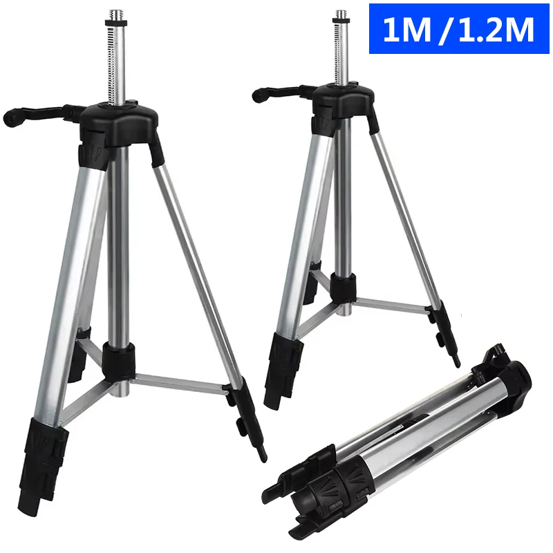 1M/1.2M Foldable Tripod Laser Level Accessorie Height Adjusted Mounting Aluminum Alloy Tripod Holder Non-slip Foot Pad for Level