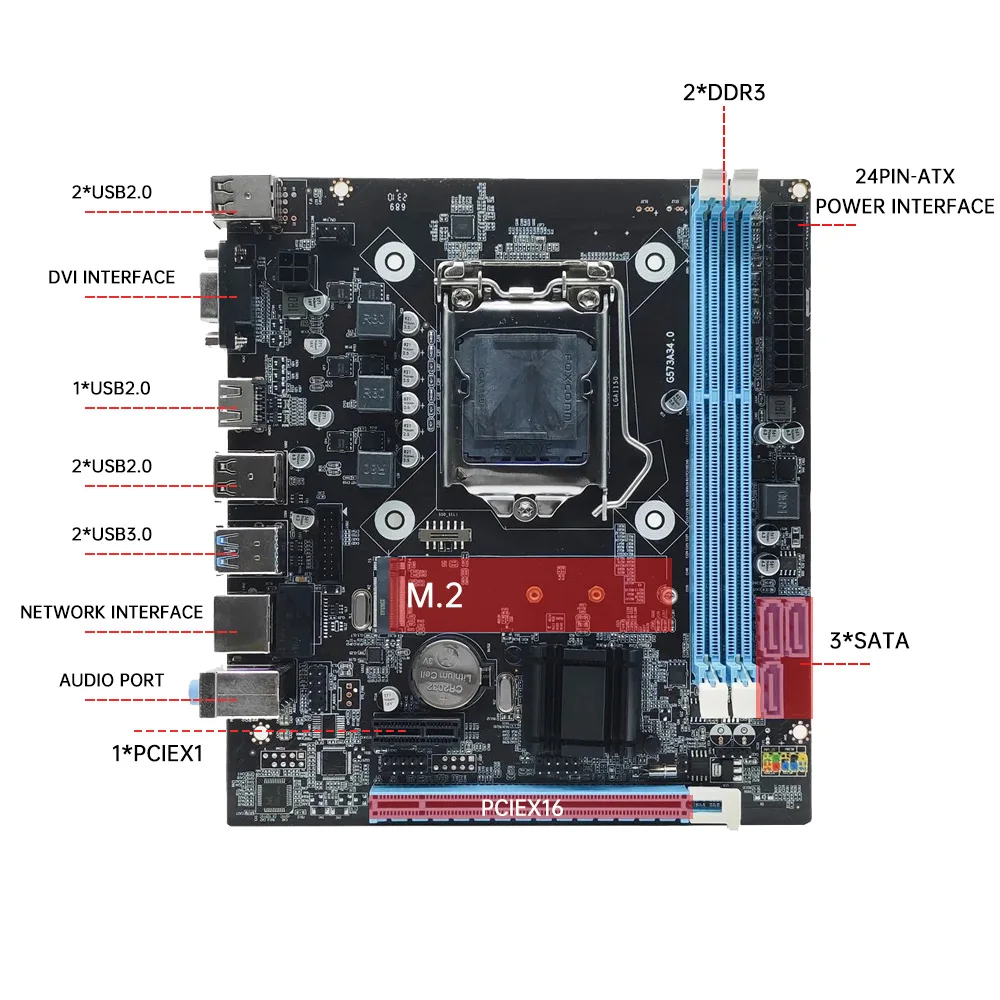 MOUGOL H81 Motherboard DDR3 LGA 1150 RAM 16GB Support I3 I5 I7 Nvme NGFF M.2 Slot VGA HDMI-Compatible RJ45 Gaming Mainboard