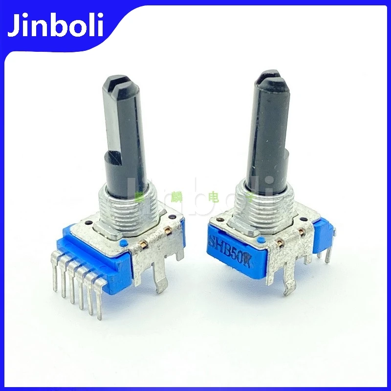 1PCS RK12 Type B50K With Center Positioning Single Row 6Pins MIDI Amplifier Mixer Volume Potentiometer D Shaft Length 23mm