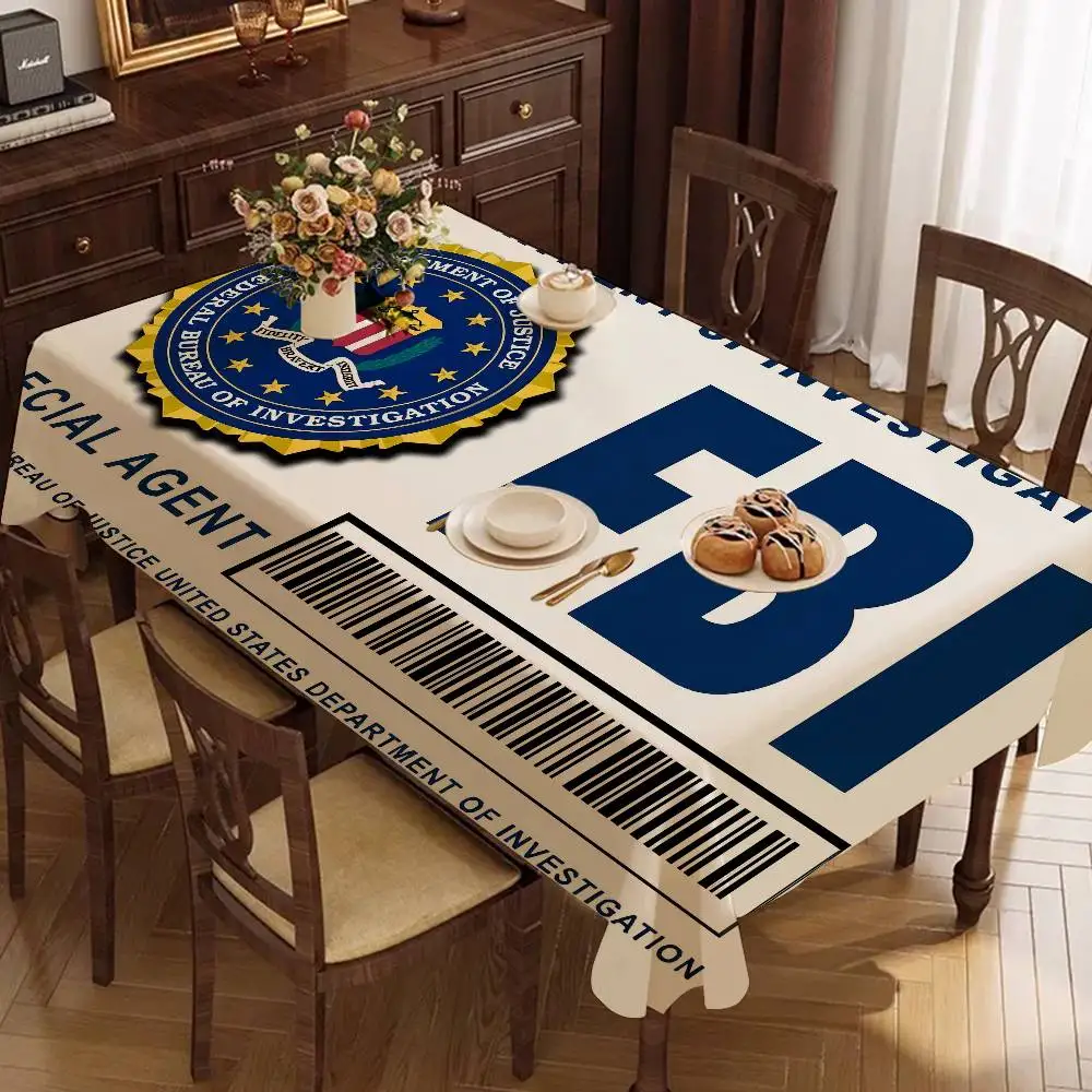 America FBI Rectangle Tablecloths Printed Table Cloth For Farmhouse Holiday Wedding Party Dining Table Decor