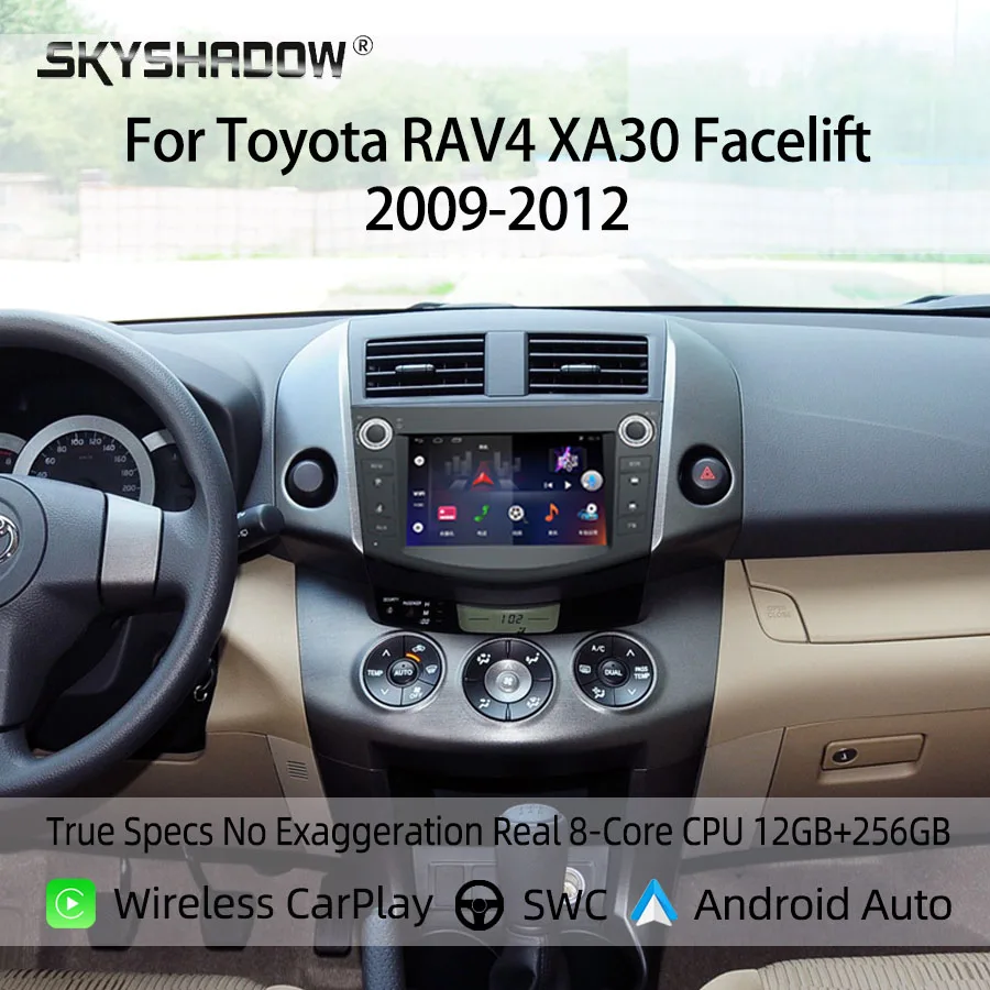 Car Radio For Toyota RAV4 XA30 Facelift 2009-2012 Wireless CarPlay Android Auto Navigation Stereo Car Multimedia Radio Player