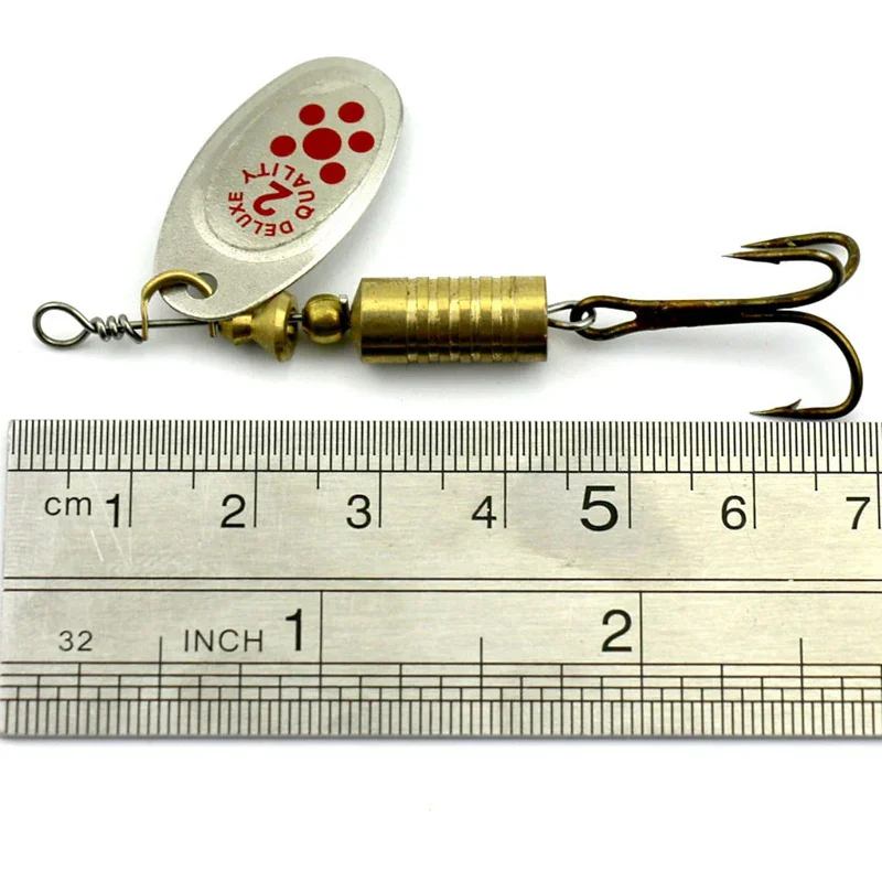 1PCS Metal Plating Spinner Bait 6.7cm/7g Hard Spoon Bass Lures Metal Fishing Lure with Feather Treble Hooks for Pike Fishing - view 5