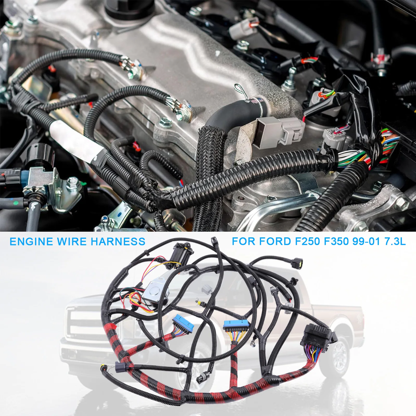 F81Z-12B637-EA Automotive Accessories Suitable for F250 F350 7.3L 1999-2001 Engine Harness Cable Wire