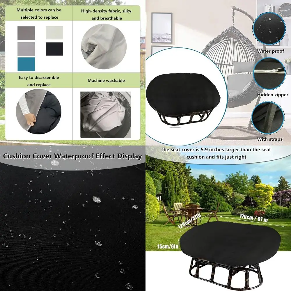 

Водонепроницаемый двойной чехол для стула Papasan, 67x47x6 дюймов, чехол для подушки для дома и улицы