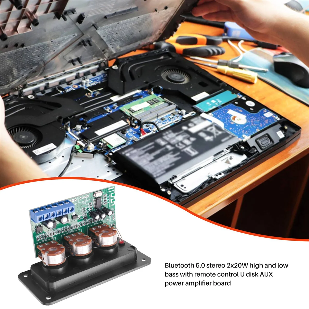 بلوتوث مكبر للصوت مجلس الصوت 20Wx2 ستيريو أمبير مكبرات الصوت AUX U القرص فك التريبل باس تعديل