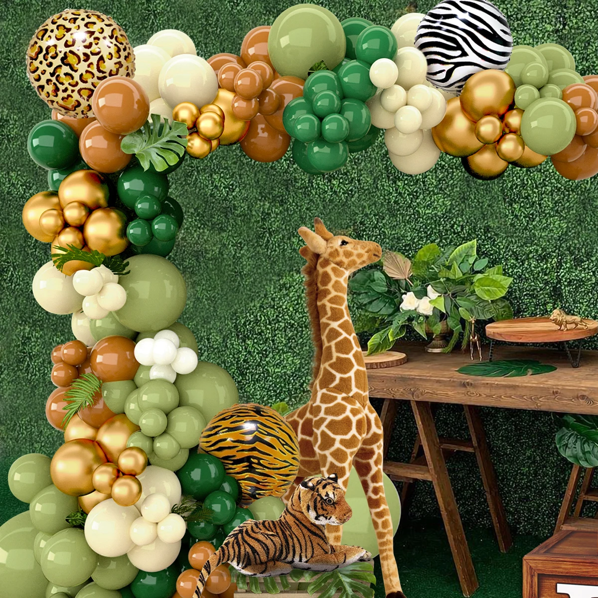 Jungle Animal Balloon Garland Arch Kit 1st Birthday Party Decoration Kids Boy Baby Shower Safari Decor Latex Balloons