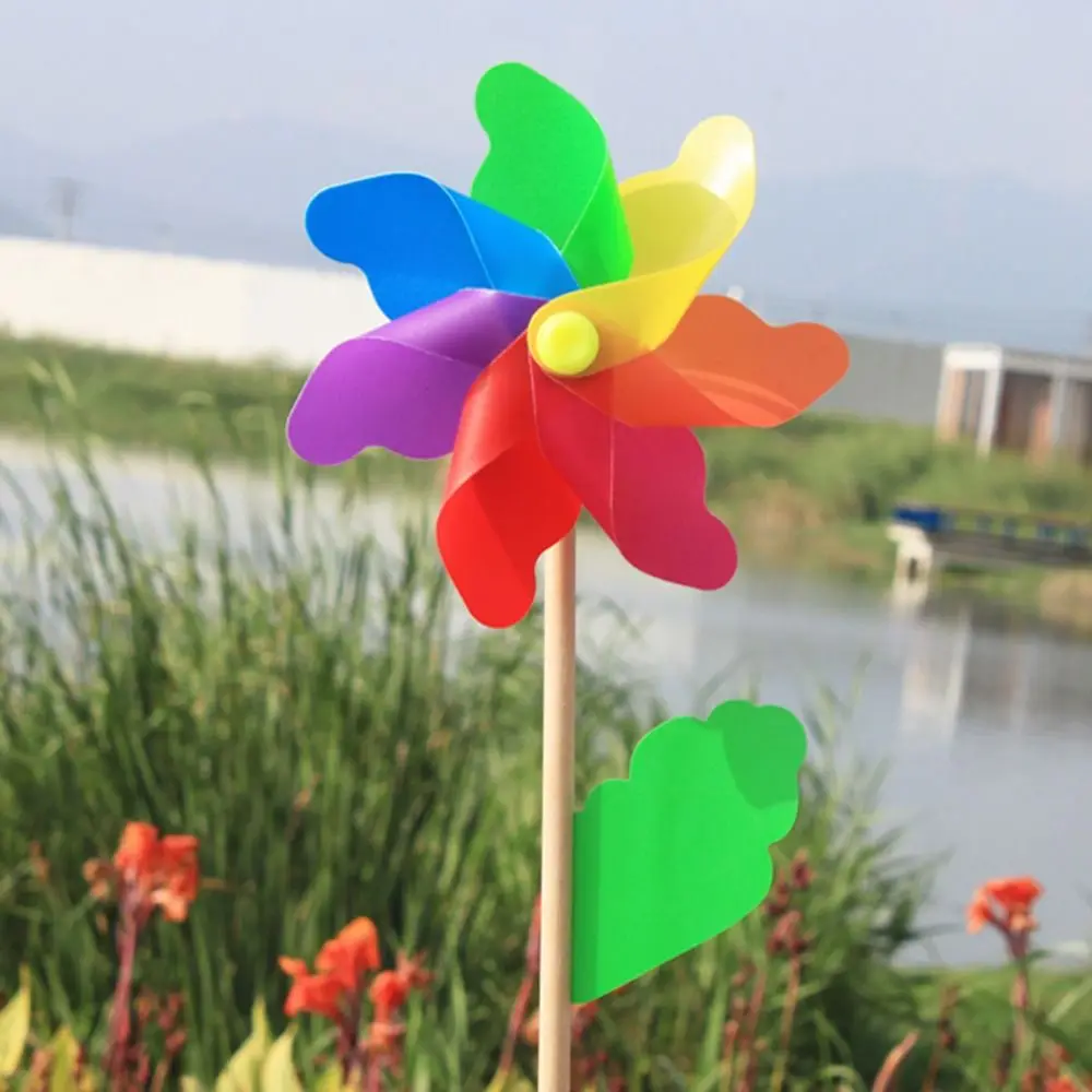 Cartoon Children Toys Layout Pinwheels Toys Plastic Wind Spinners Colorful Sunflower Windmills DIY Wind Spinners