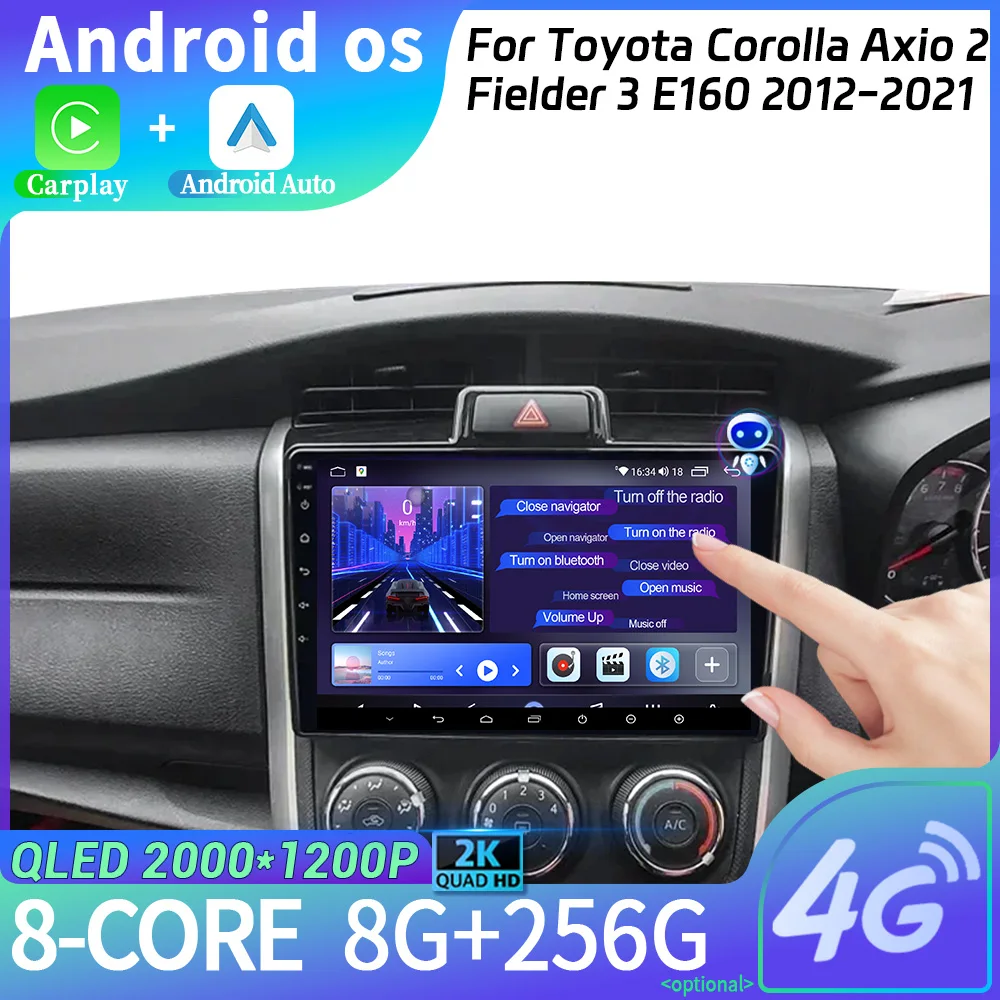 

Car Radio Multimedia Navigation Android 14 Stereo Head Unit Screen For Toyota Corolla Axio 2 Fielder 3 E160 2012-2021 WIFI