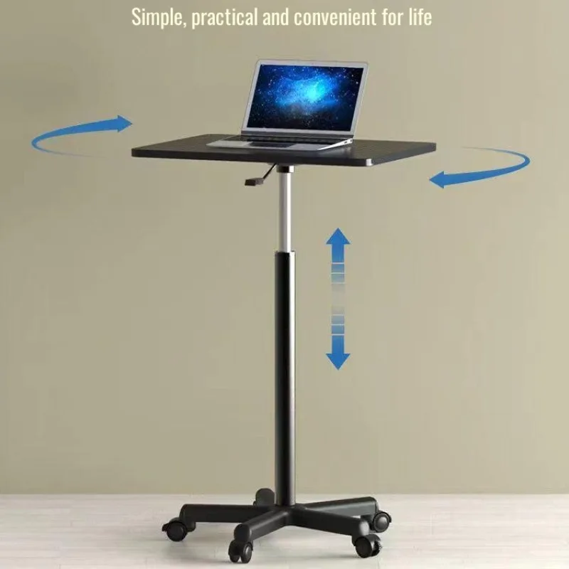 Small lift desk computer desk work desk with pulleys movable standing desk bedside table office desk