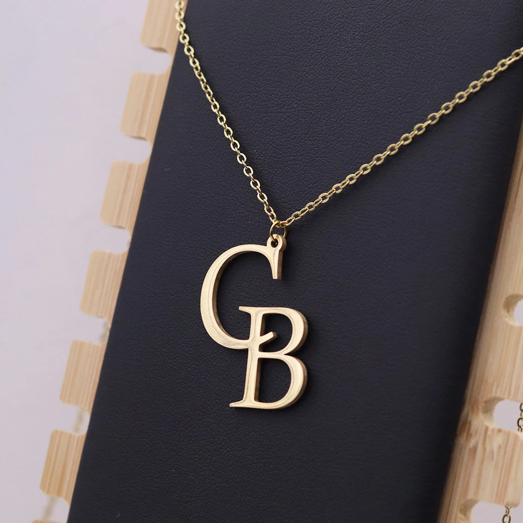 

QIAMNI Custom Name Necklace Stainless Steel Initial Letters Personalized Nameplate Choker Friends Family Couple Jewelry Gift
