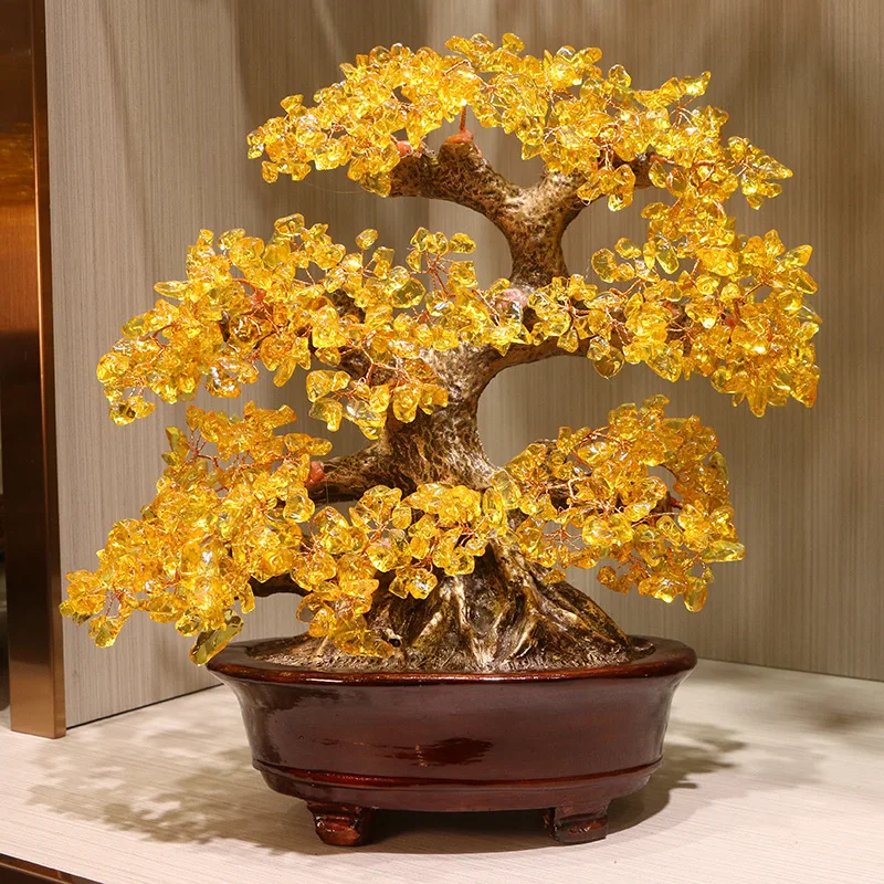 LTT Citrine Fortune Tree Sika Deer Ornament Living Room Office Ornament