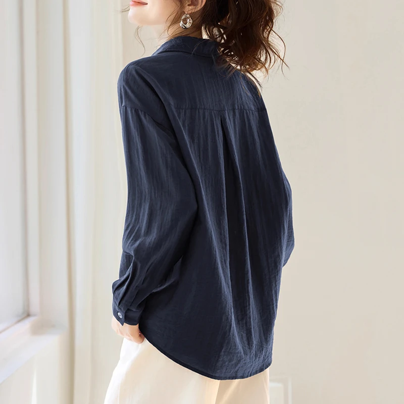 Minimalist Shirt Women Deep V Neck Long Sleeve Elegant Office Ladies Blouse S-XXL Female Tops Blouse