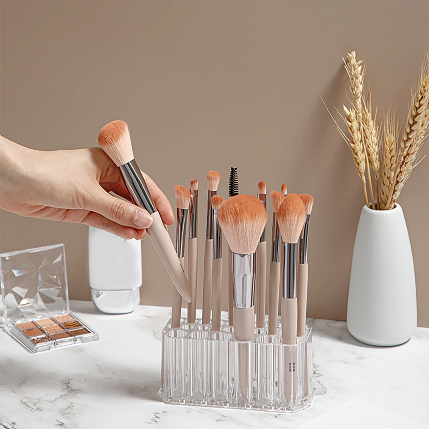 透明アクリル化粧ブラシ収納ラックオーガナイザー、26穴ネイルアートブラシアイライナーマニキュア収納ボックスディスプレイラック