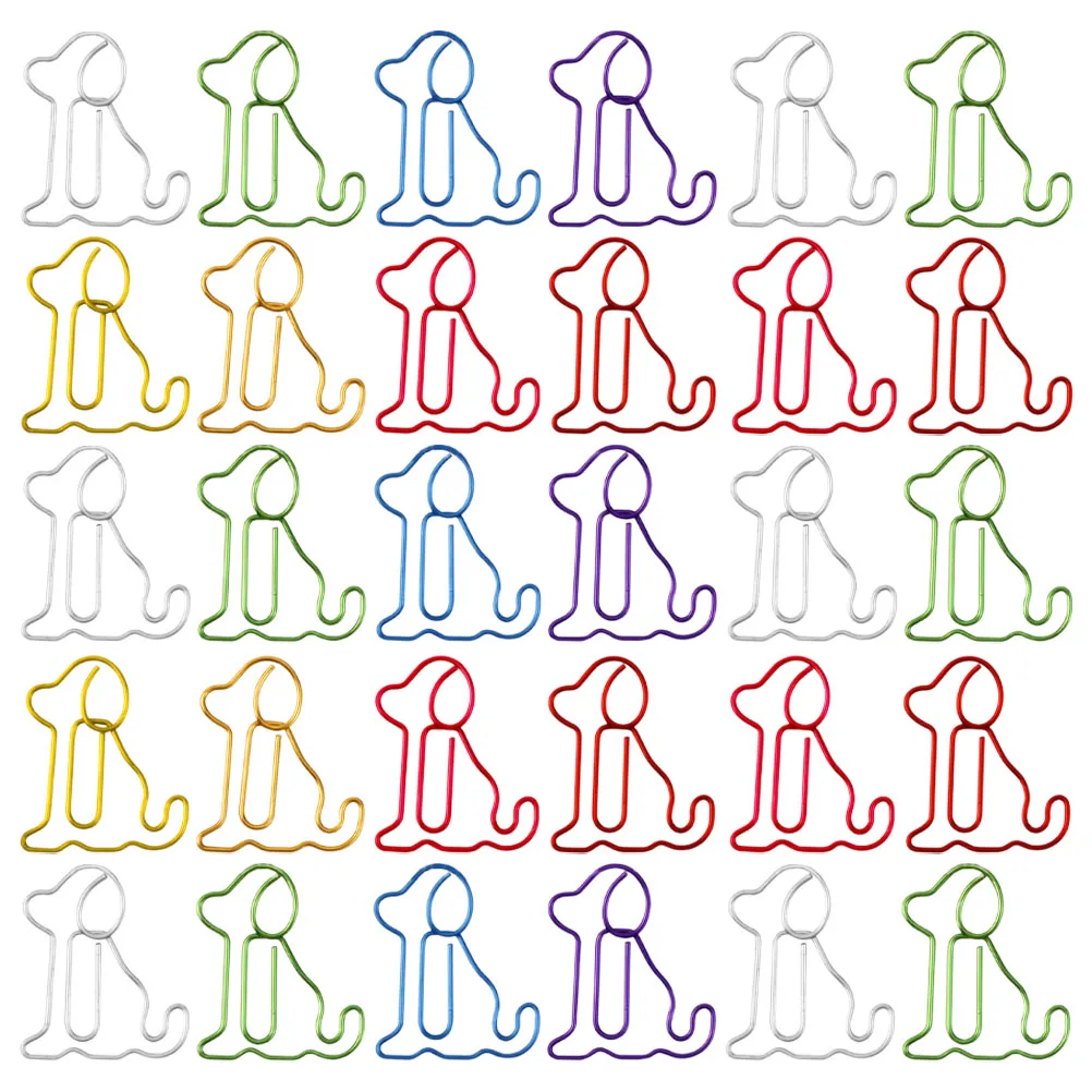 

50 Pcs Dog Shaped Paper Clips Cute Bookmarks File Folder Office Supplies Mini Bills Fixing Metal Smooth Beautiful
