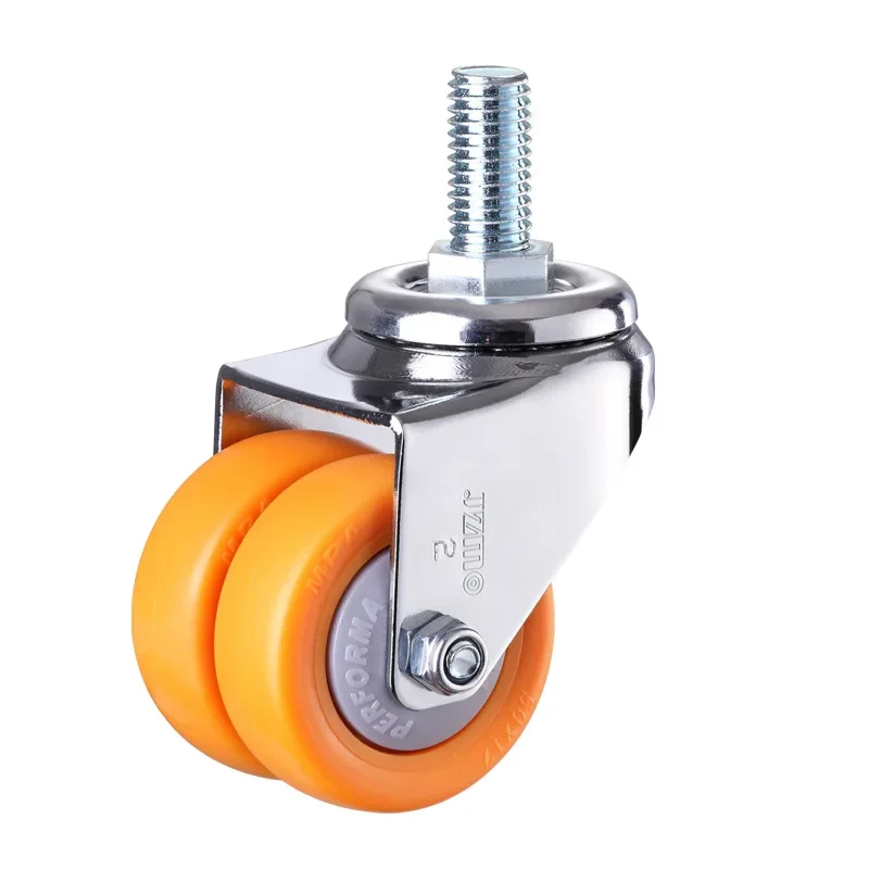 4 Pcs 2 Inch Heavy-Duty Lead Screw Dual-Row Caster Wheels Universal with Brake for Mobile Shelf M12/M10x25mm Oven Rack