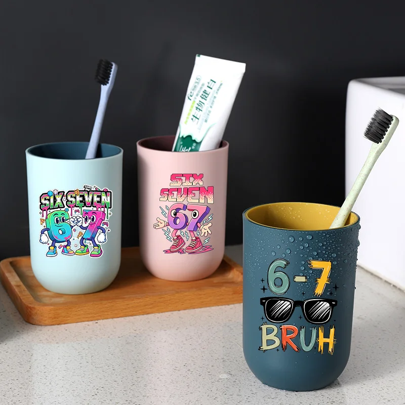 Steal A Brainrot Toothbrush Cup Funny 67 Six Seven Cartoon Pattern Tooth Cups Family Simple Couple Water Bottles Party Gifts New
