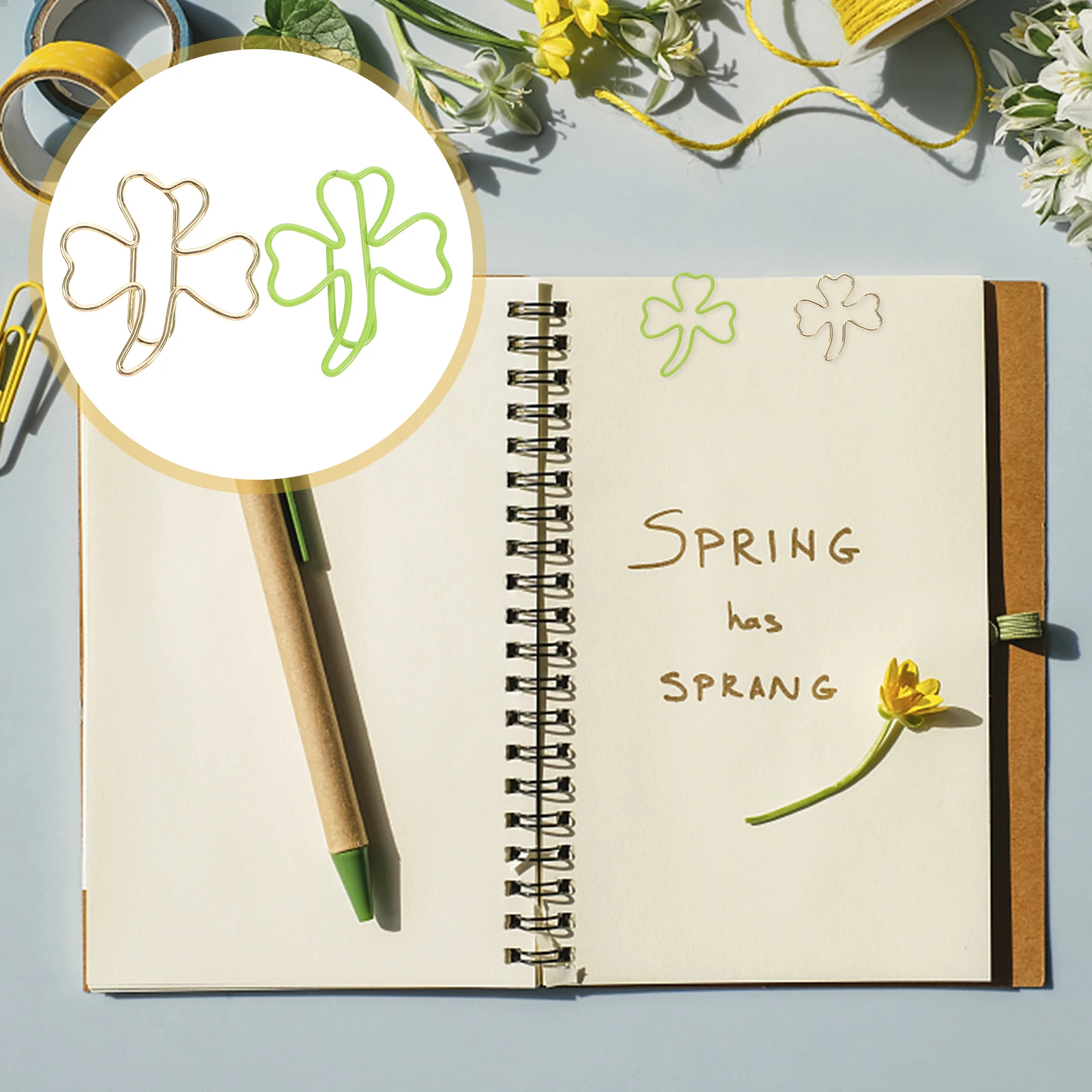 

45 Pcs Cute Green Leaf Note Clips Clover Bookmark Shamrock Paperclips Photo Office Three