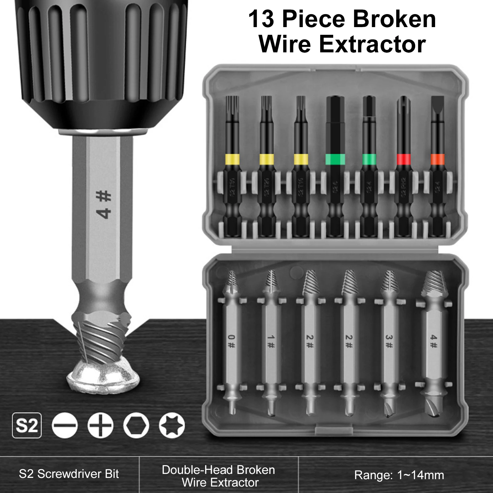 

13 шт., набор сверл для извлечения поврежденных винтов, мини-инструмент для удаления поврежденных болтов для скользких сломанных и ржавых винтов
