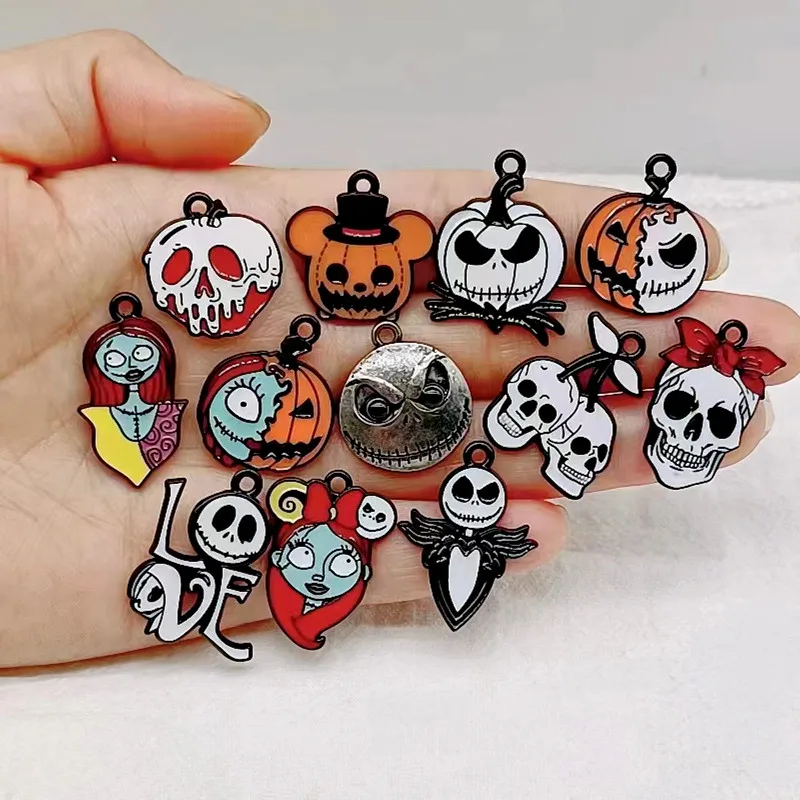 10 قطع الكرتون سحر هالوين حزب الهدايا جميل الجمجمة شبح القرط قلادة DIY المفاتيح سوار قلادة المجوهرات #1