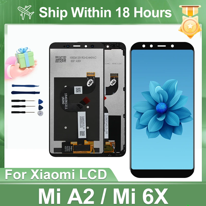 5.99\'\' AAA Quality For Xiaomi Mi A2 LCD Display Touch Screen For Xiaomi Mi 6X Display Digitizer M1804D2SG M1804D2SI LCD Replacem