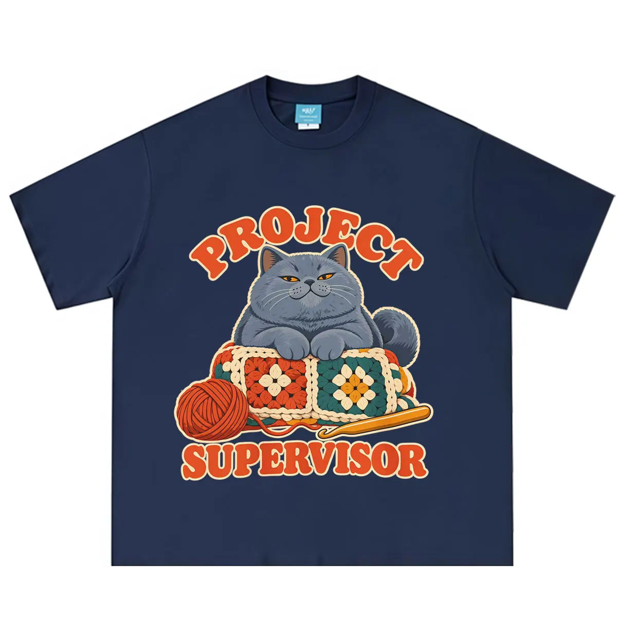 Project Supervisor Funny Crochet Cat Meme T-shirt Men Women Fashion Hip-Hop T-Shirt  Short-sleeved Loose Casual Cotton  T-shirts