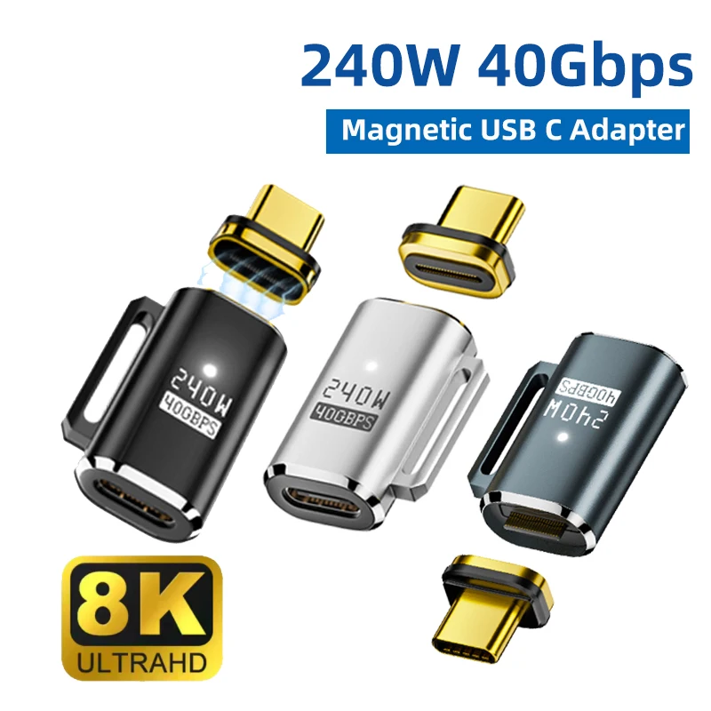 

USB4.0 Thunderbolt4 Magnetic USB C to Type C Adapter PD 240W 40Gbps Fast Charging Magnet Charge Converter 8K@60Hz USB-C Adapter