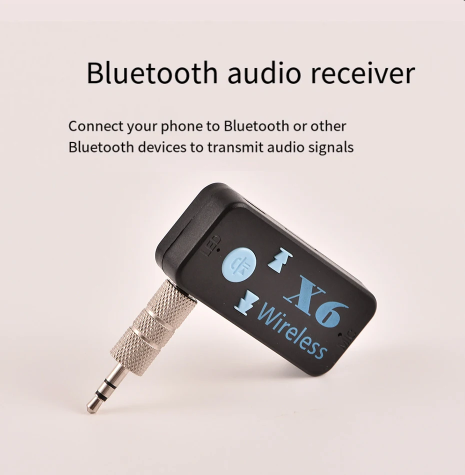 X6 Wireless Bluetooth-compatible Receiver Transmitter Handsfree Adapter 3.5mm Jack for MP3 Car Music Audio A2DP Support TF Card