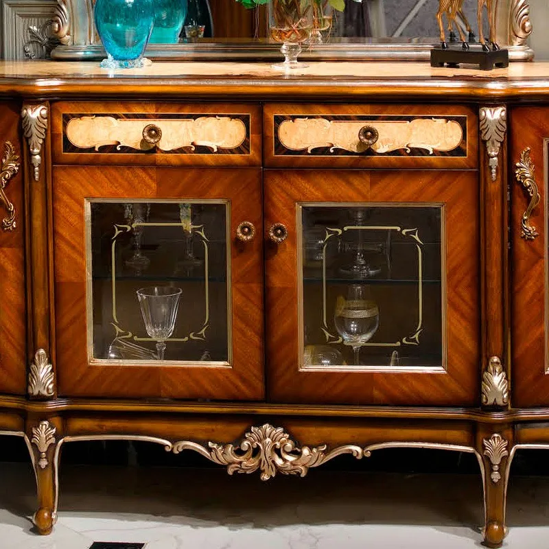 European side t dining table mahogany French entrance ca***et luxury vil******ing room furniture