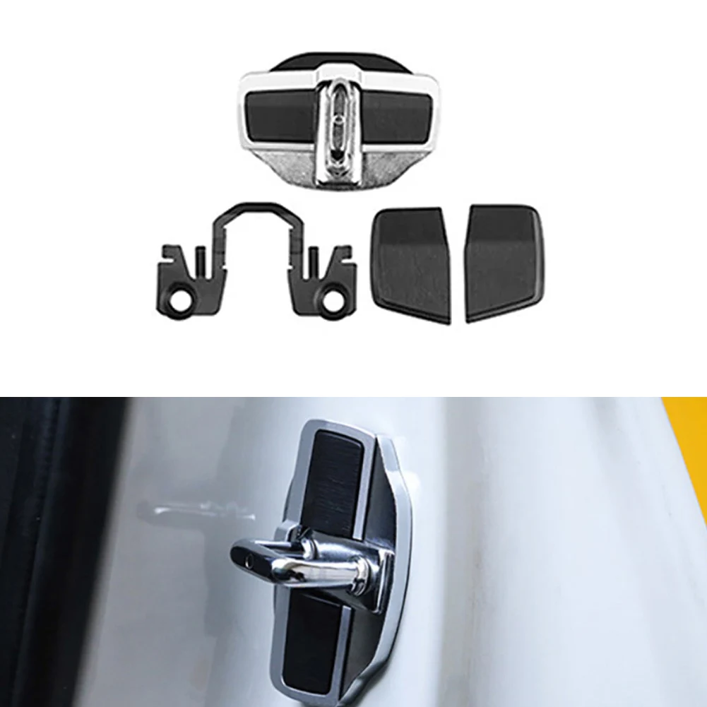 Car Door Maintenance Door Lock Buckle Door Lock Catch Silver Black Sleek Modern Finish Thickened Gasket Spring Expansion Gasket
