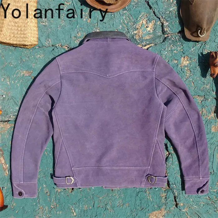 YOLANFAIRY 100% Genuine Leather Jacket Men Fashion Real Cow Leather Coat Man Clothes High Quality Pure Leather Coat Man 2026