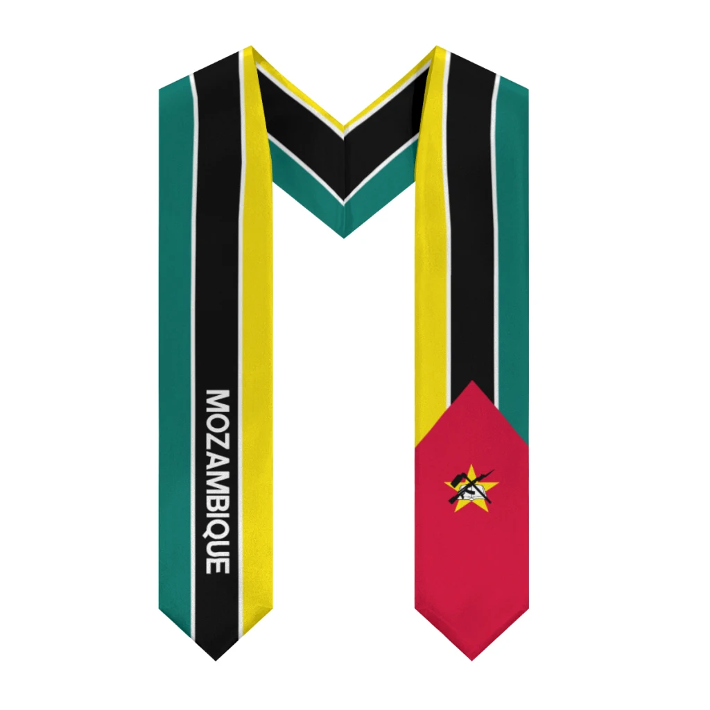 

More design Graduation shawl Mozambique Flag & United States Flag Stole Sash Honor Study Aboard International Students