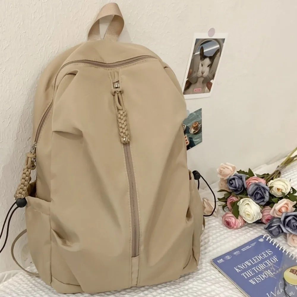 New Large Capacity Simple Backpack Solid Color Lightweight College Bag Waterproof Student Backpack Outdoors