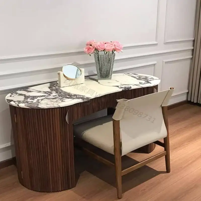 Outlet Luxury Lights Vanity Tables Nordic Lock Simple Wood Makeup Desk Dresser Bedroom Girl Glass Coiffeuse De Chambre Furniture