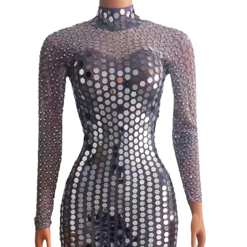 زي Hive Club Bar أنثى مغنية مثيرة ضيقة ترتر فريق الرقص حفلة Abito فاخرة أنيقة حفل Vestidos De Graduaciones Mujer