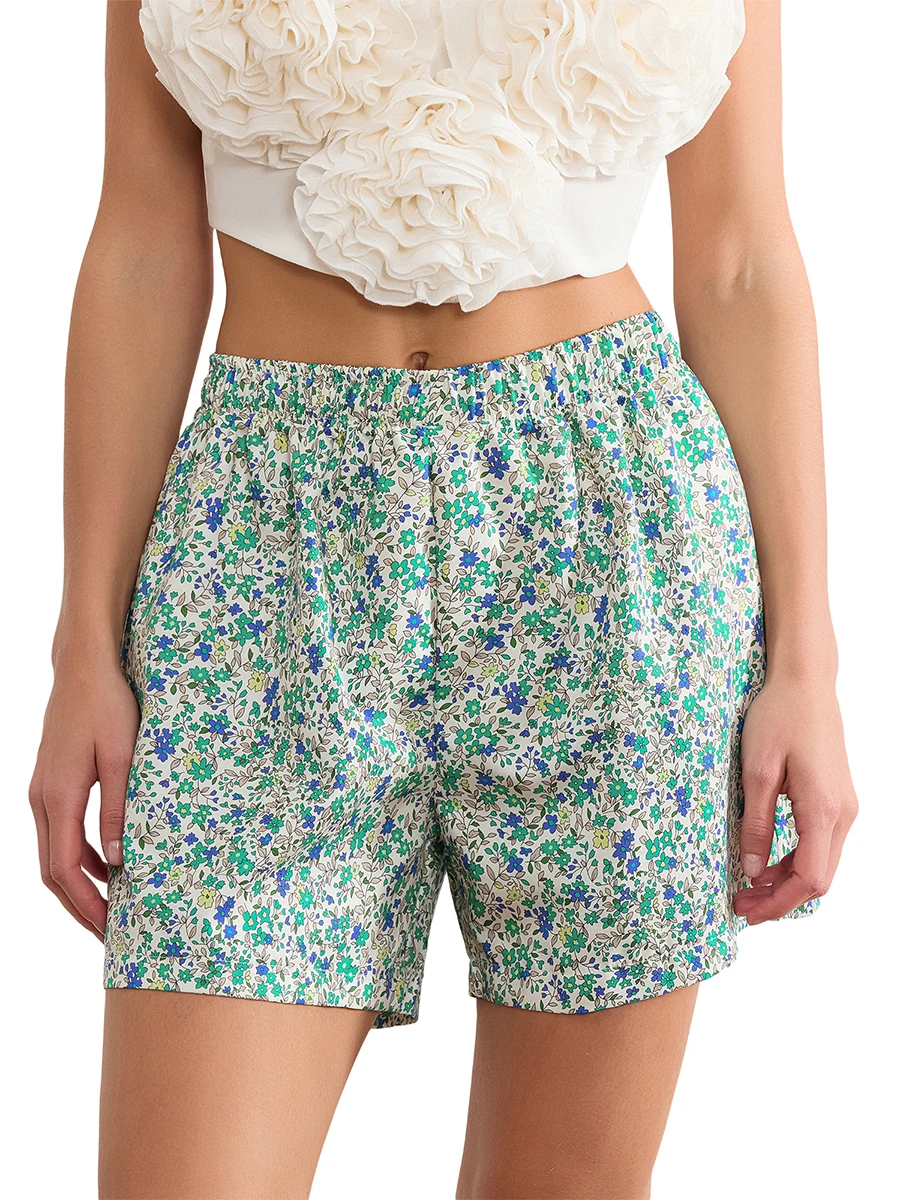 

Women s Summer Casual Beach Shorts Elastic Waistband Floral Wide Leg Streetwear Shorts