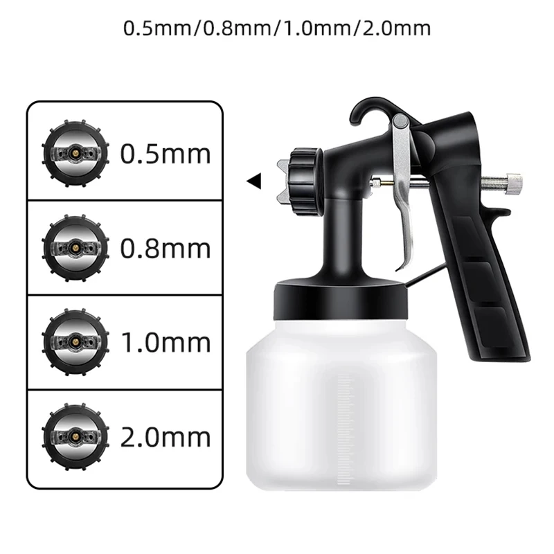 220V Electric Spray Gun, 3 Spray Patterns, 800ml Paint Cup, for Painting, Waxing, and Rust Removal, 4 Nozzle Sizes Available