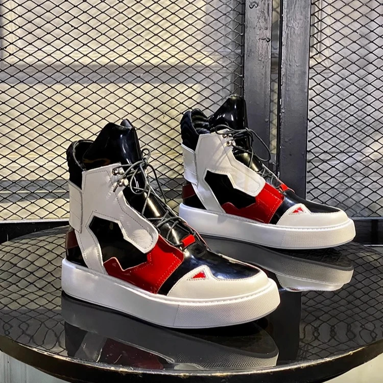 New Design Men Ankle Boots Genuine Leather High Top Casual Shoes Outdoor Sports Board Shoes Youth Trend Street Sneakers