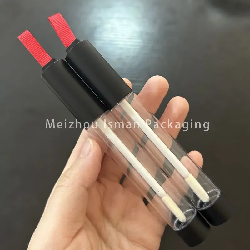 Envases vacíos únicos para brillo de labios, envases de tubo con varitas de cepillo, 50 piezas, color negro y rojo, 13ml