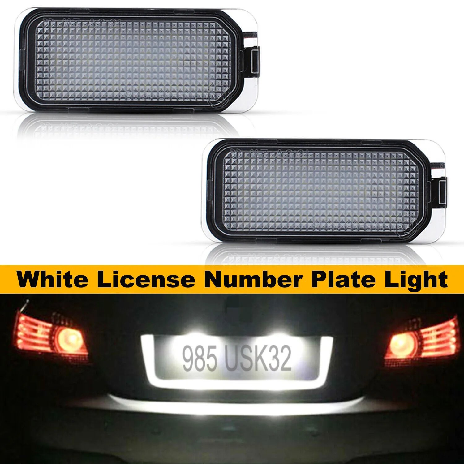 

Winetis 2X 18-SMD 6000K White LED License Plate Light Number Tag Lights Lamps For Jaguar XJ XF Ford Edge CMAX OEM-Replace