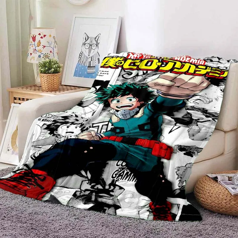 Anime Manga My Hero Academia Print Flannel Blanket Ultra Soft Warm Throw For Bedroom Living Room Indoor Home Decor Holiday Gift
