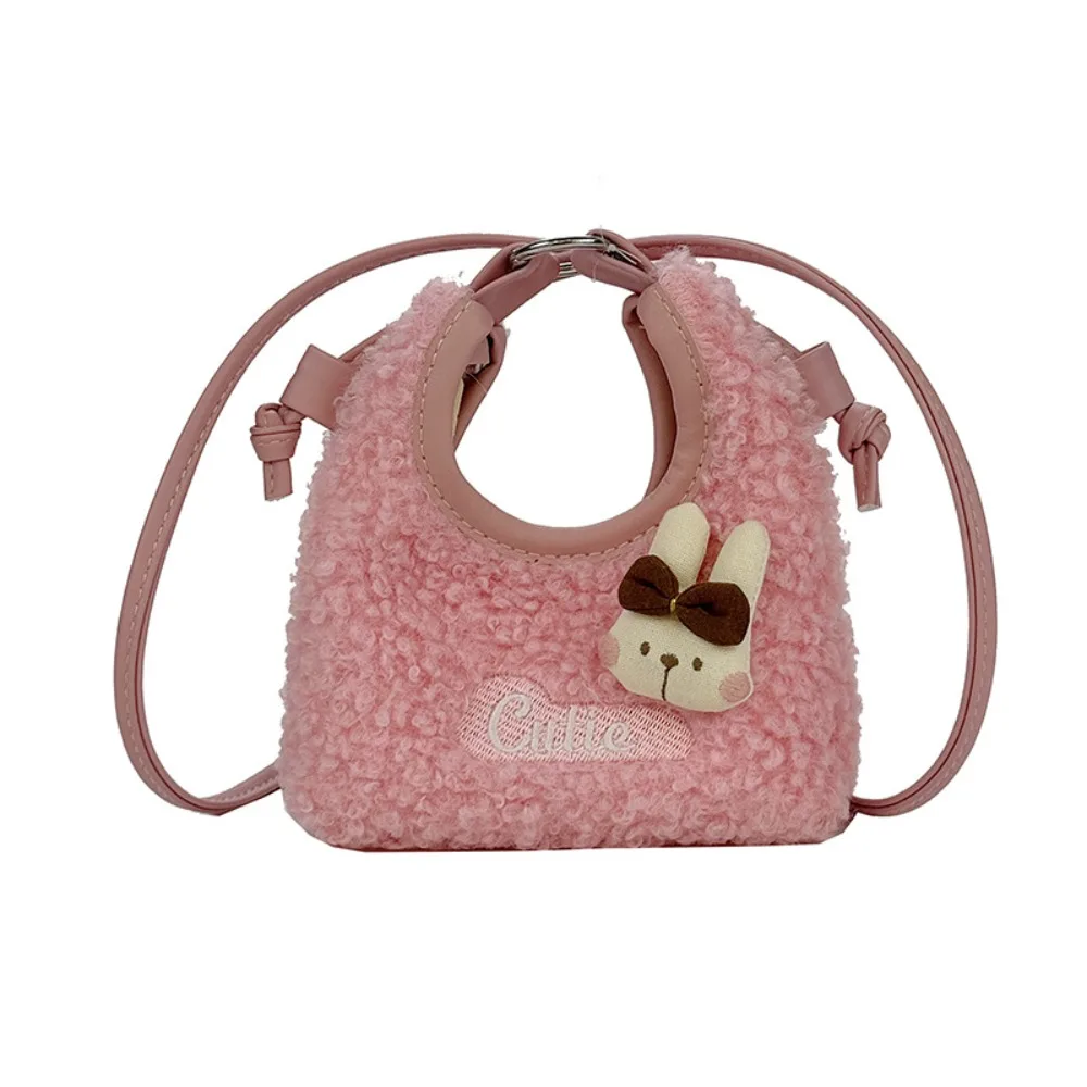 

Creative Cute Crossbody Bag Lamb Wool Rabbit Furry Handbag Cartoon Lightweight Mini Shoulder Bag Kids